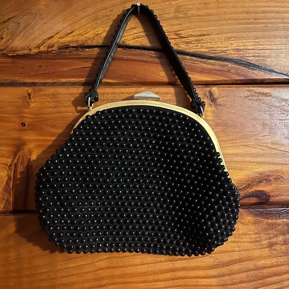 Elegant Black Beaded Women's Bag